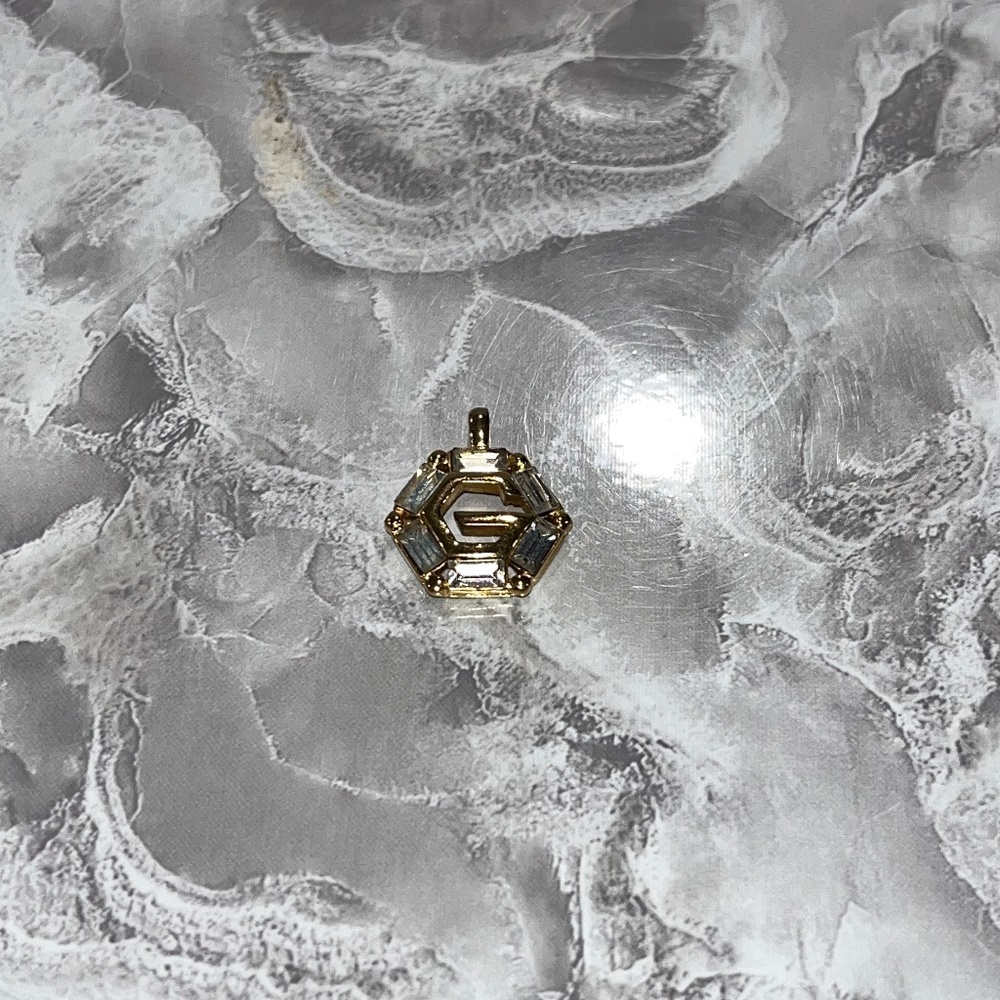 Givenchy vtg crystal hexagon G pendant